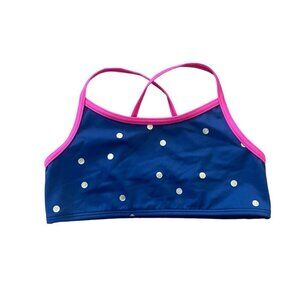Mini Boden Girls  Blue & Gold Polka Dot Strappy Bikini Top Size 8-9 Y/134cm